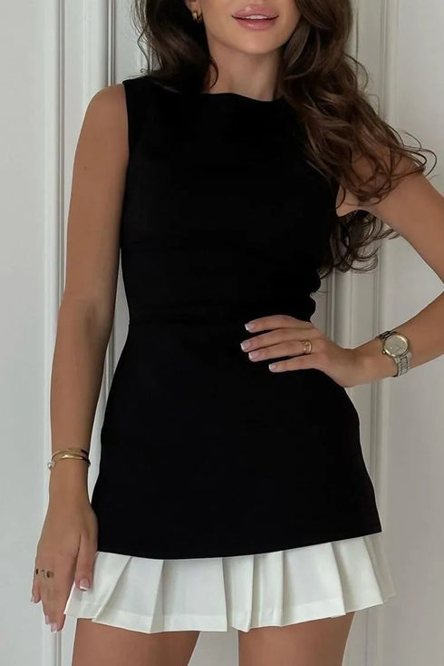 Elegant Mini Dress for Women - Office Commute Fashion with Pleated Design